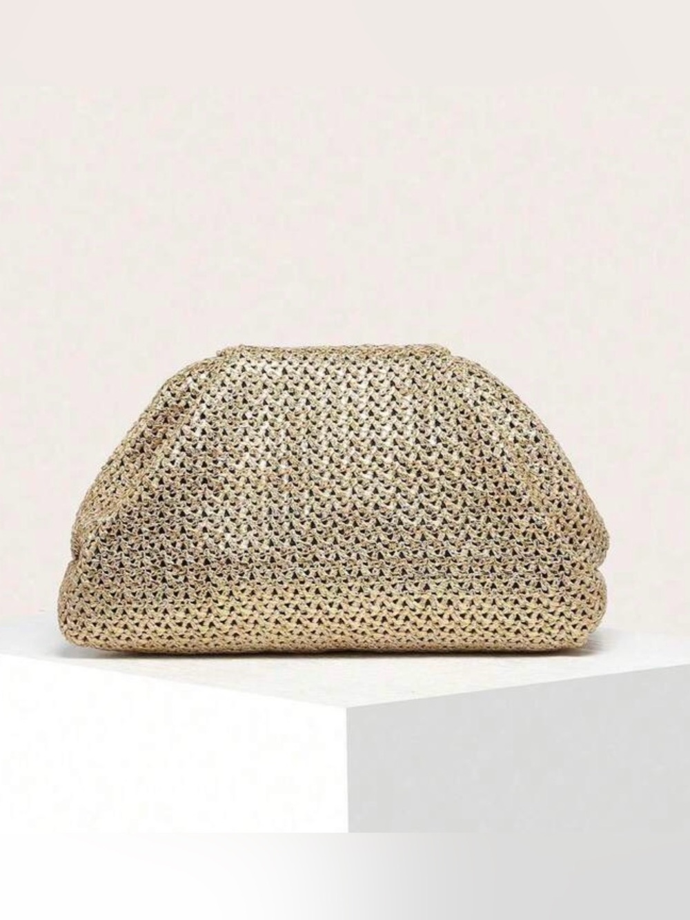 Gold Woven Clutch Bag -